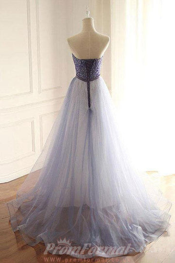 Princess Tulle Beaded Corset Back Long Prom Dress JTA9571