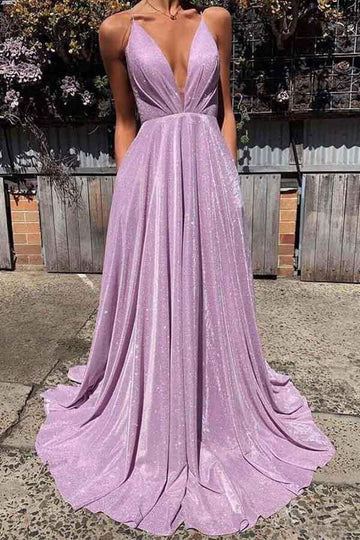 Sexy Deep V Neck Sparkle Long Evening Dress JTA9901