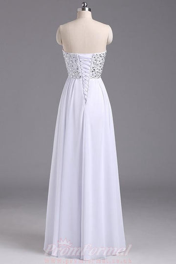 Sweetheart Chiffon White Evening Prom Dress JTB2051