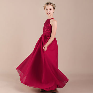 Lace Chiffon Kids Formal Dress Junior Bridesmaid Dress BDJFGD040