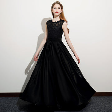Black Lace Junior Bridesmaid Dress Girls Birthday Party Gown BDJFGD059