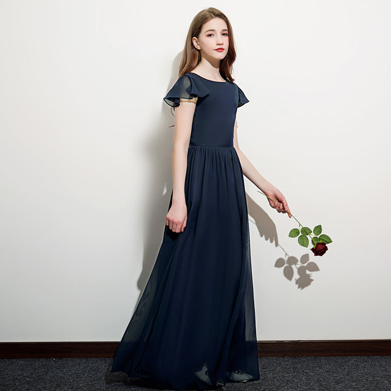 Short Sleeve Junior Bridesmaid Dress Girls Birthday Party Dress BDJFGD065