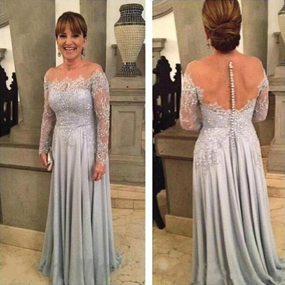 MMBD016 Long Sleeve Off The Shoulder Lace Mother Of The Bride Dress