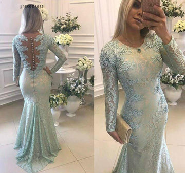 MMBD027 Long Sleeve Sleeve Lace Mother Of The Bride Dress