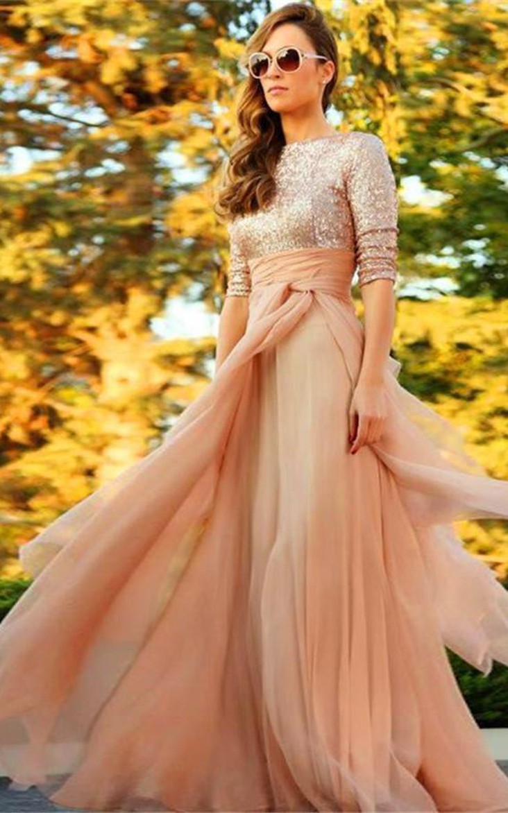 MMBD050 Sequin Half Sleeve Mother Of The Bride Dress
