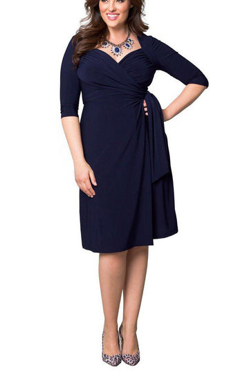 MMBD067 Short Navy Blue Plus Size Mother Of The Bride Dress
