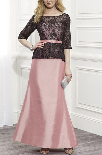MMBD069 Half Sleeve Pink Lace Plus Size Mother Of The Bride Dress