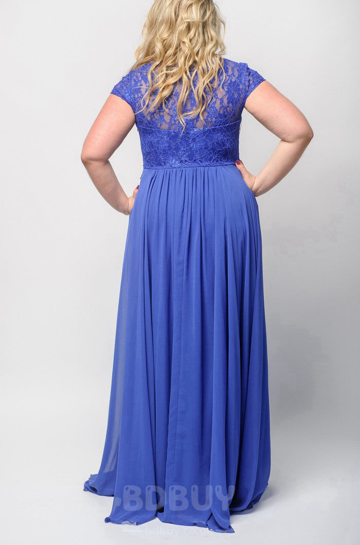 Plus Size Royal Blue Mother Of The Bride Dress With Cape main image 0