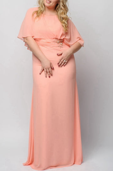 MMBD079 Coral Plus Size Mother Of The Bride Dress