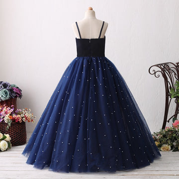 Navy Straps Kids Prom Dress BDHT23