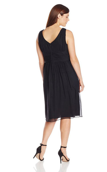 PPBD050 Simple V Neck Plus Size Little Black Bridesmaid Dress