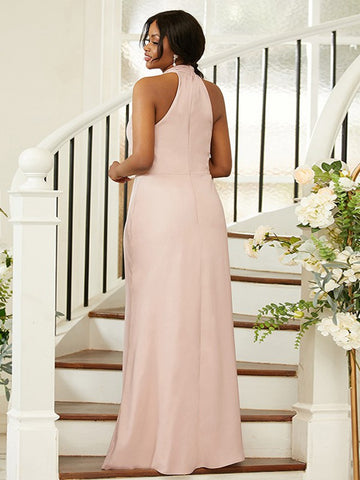 PPBD055 Dusty Rose Halter BOHO Plus Size Bridesmaid Dress