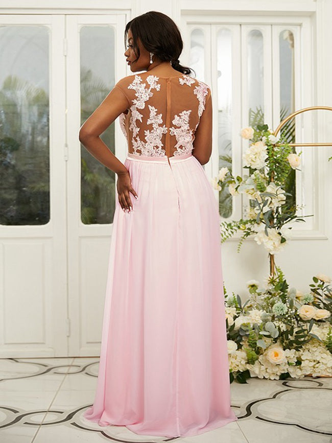 PPBD056 Dusty Rose Plus Size Bridesmaid Dress with Split