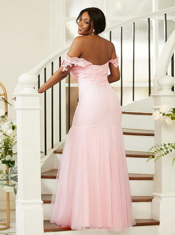 PPBD058 Dusty Rose Mermaid Plus Size Bridesmaid Dress