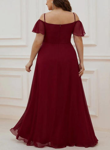 PPBD061 Burgundy Straps Plus Size Mother of The Groom Dress