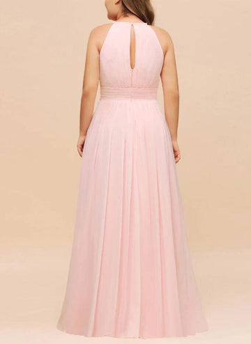PPBD065 Pink Halter Plus Size Bridesmaid Dress
