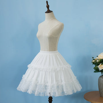 Knee Length Bridal Dress Petticoat Puffy Lace Lolita Underskirt PS004