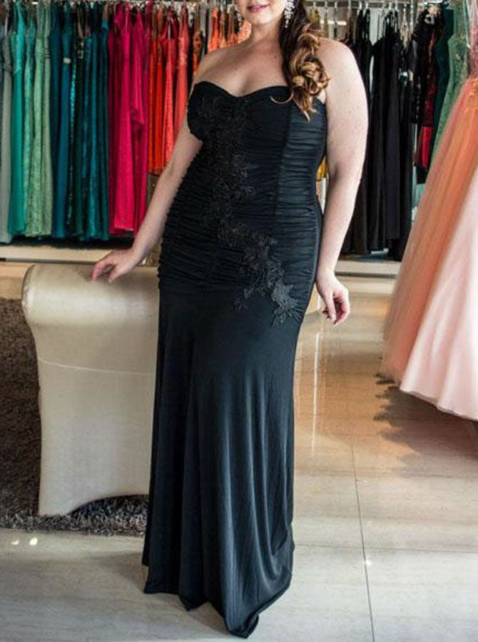 Mermaid Black Plus Size Bridesmaid Dress PSD109