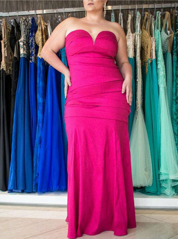 Fuchsia Mermaid Sweetheart Plus Size Bridesmaid Dress PSD112