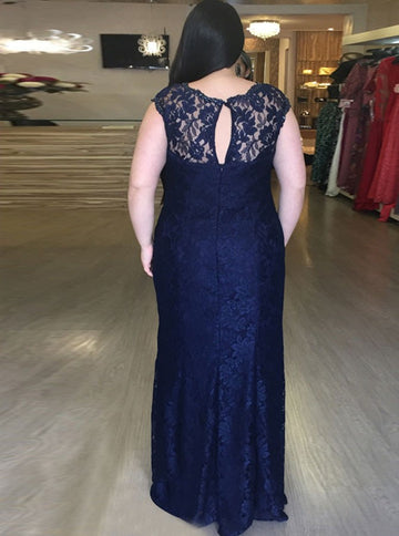 Royal Blue Lace Mermaid Plus Size Bridesmaid Dress PSD115