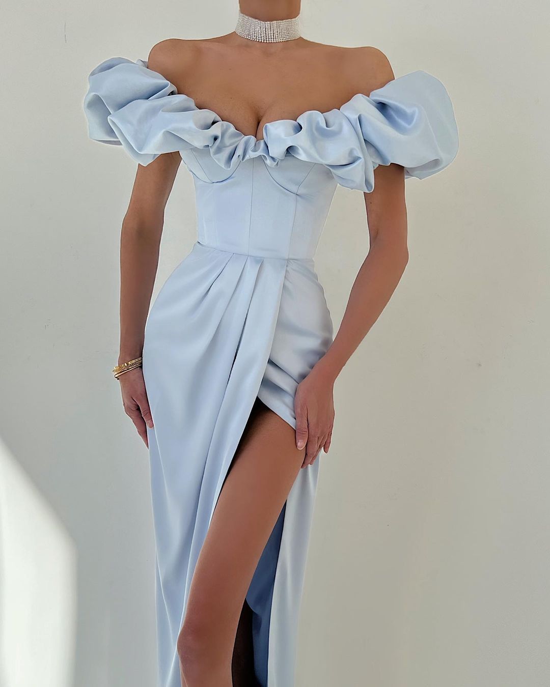 Sexy Off The Shoulder Split Evening Party Dress PXH006