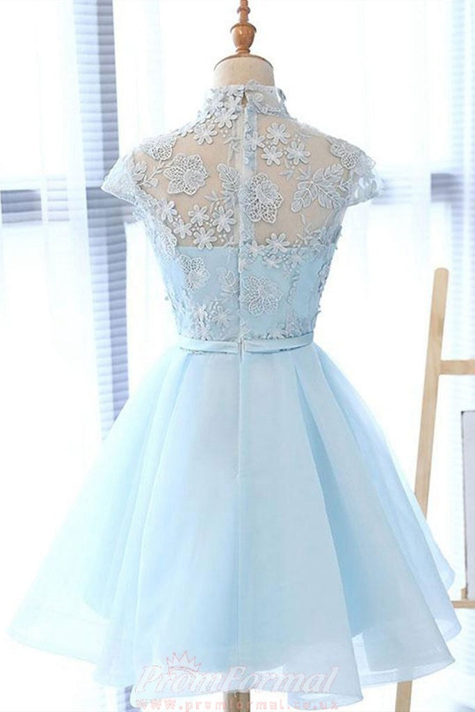 High neck store short prom dresses