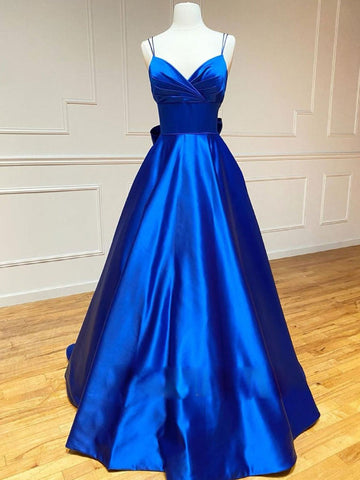 V Neck Royal Blue Formal Evening Dress REALS059