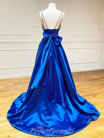 V Neck Royal Blue Formal Evening Dress REALS059
