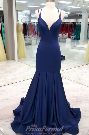 Mermaid Dark Navy Blue Prom Dress REALS080