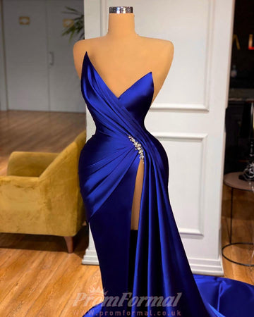 Royal Blue Sexy Mermaid High Split Sweetheart Evening Dress REALS182