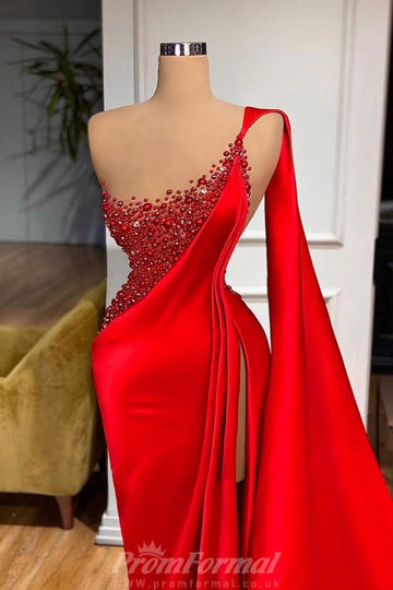 Red Sexy High Split Mermaid Evening Dress REALS192