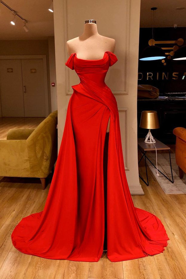 Sexy Red High Split Evening Dress REALS199