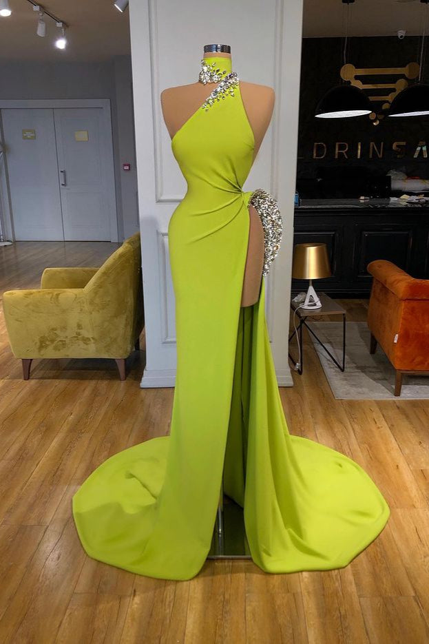 Sage Green Sexy High Split Side Evening Dress REALS203