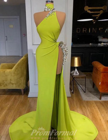 Sage Green Sexy High Split Side Evening Dress REALS203