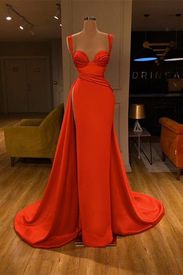 Red Straps Sweetheart High Split Sexy Evening Dress REALS204
