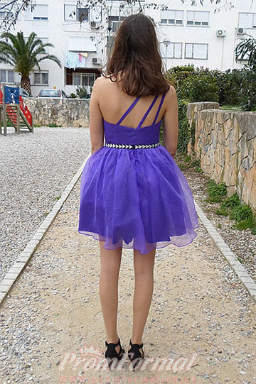 Purple Juniors One Shoulder Short Prom Dress SHORT011
