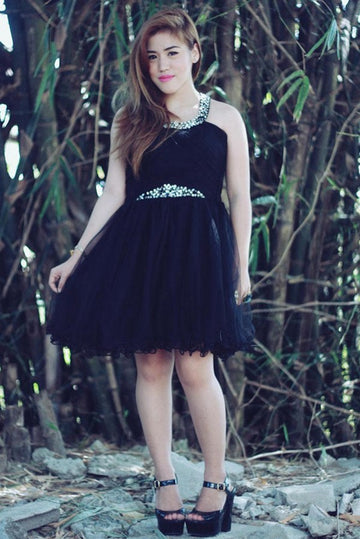 Black Halter Junior Prom Dress SHORT012