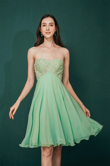 Green Sweetheart Teen Short Prom Dress SHORT045