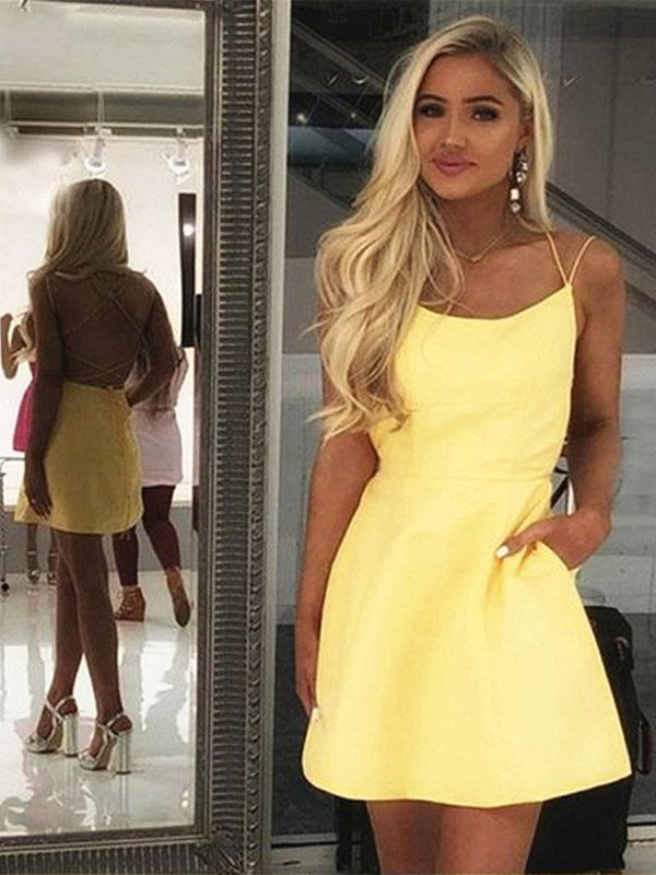 Short V Neck Yellow Teen Homecoming Dress SHORT158