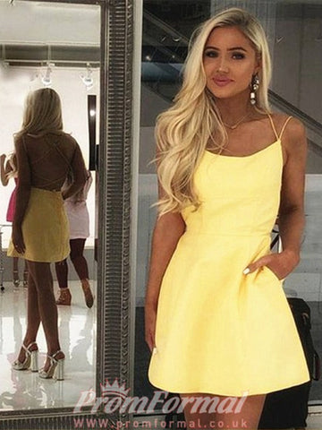 Short Yellow Junior Homecoming Dress SHORT058