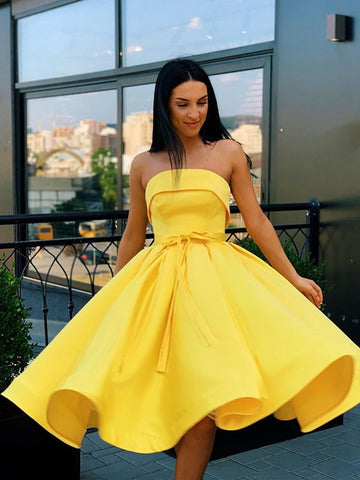 Short Yellow Juniors Prom Dress SHORT075