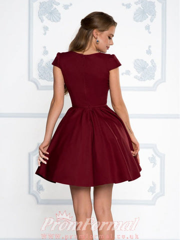 Junior Short Dark Burgundy Prom Dress SHORT082