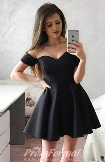 Black Sweetheart Off The Shoulder Short Prom Dress SHORT086