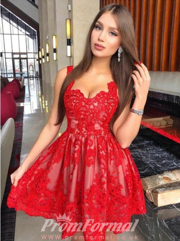 Short Red Lace Teen Homecoming Dress SHORT106
