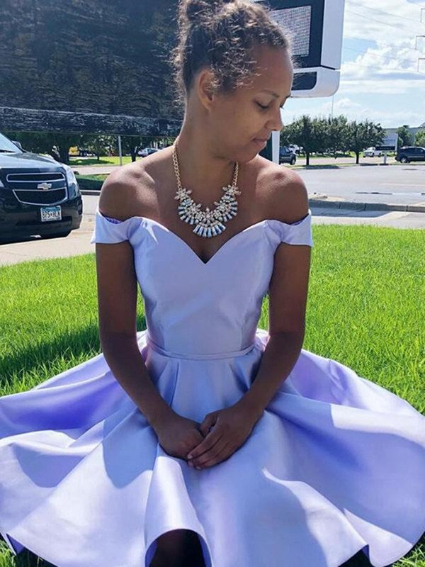 Off the Shoulder Short Lavender Junior Prom Dress SHORT113