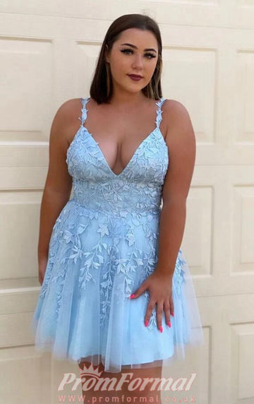 Plus Size Short Blue Homecoming Dress SHORT121