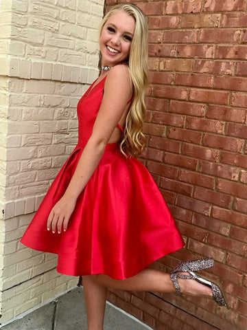 Red Backless Junior Homecoming Dress SHORT122