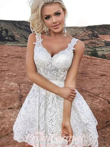 Short White Lace Junior Homecoming Dress SHORT159