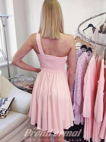 One Shoulder Short Junior Royal Blue Pink Prom Dress SHORT164