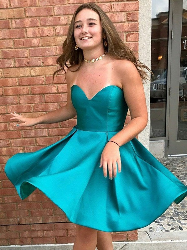 Ink Blue Satin Teen Prom Dress SHORT165